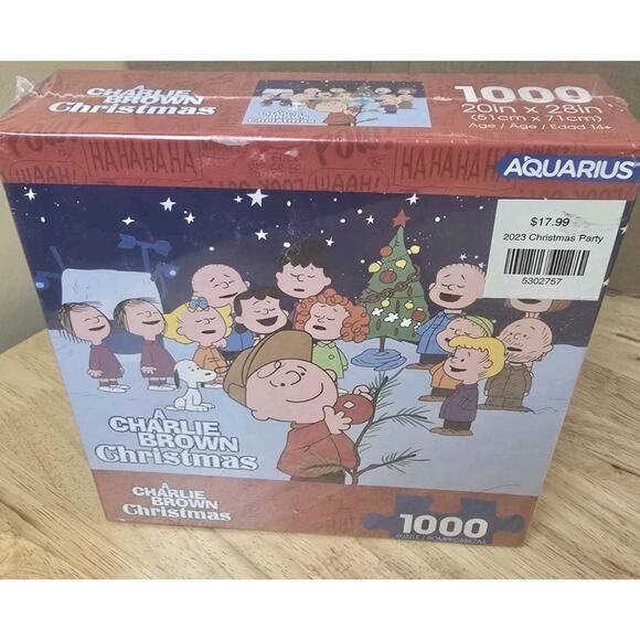 SEALED - Christmas 1000 PIECE Jigsaw Puzzle Peanuts Charlie Brown Aquarius - Picture 1 of 5